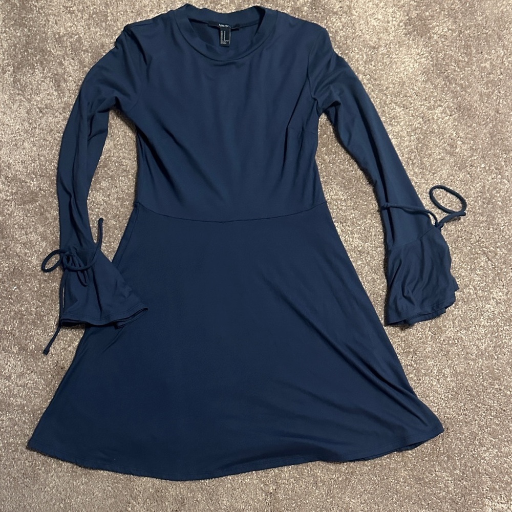 Forever 21 Navy Long Sleeve Dress with Tie Details